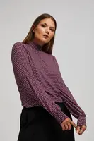 Marisse Patterned Fuchsia Turtleneck Blouse