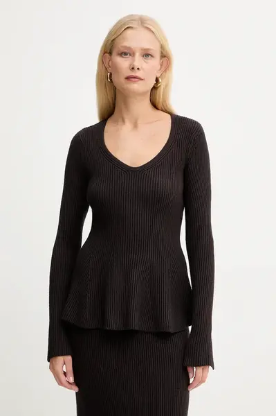 Svetr s příměsí vlny Twinset hnědá barva, 252TT3141