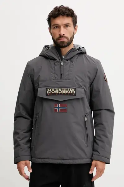 Bunda Napapijri Rainforest Pocket 2 šedá barva, přechodná, NP0A4GMDH981