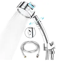 High-Pressure Chrome Plated Handheld Shower Head Kit 3 Levels 1.5m Hose 360 Degree Adjustable Stop Switch Button