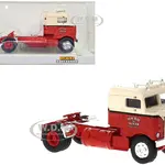 1950 Kenworth Bullnose Truck Tractor Red and Beige "Mackie the Mover" 1/87 (HO) Scale Model Car by Brekina