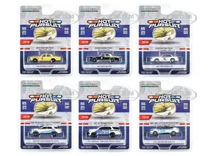"Hot Pursuit" Set of 6 Police Cars Series 45 1/64 Diecast Model Cars by Greenlight