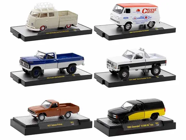 "Auto-Thentics" 6 piece Set Release 93 IN DISPLAY CASES Limited Edition 1/64 Diecast Model Cars by M2 Machines