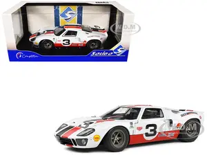Ford GT40 MK1 3 "Eric Dean Design" White with Red and Black Stripes "Competition" Series 1/18 Diecast Model Car by Solido