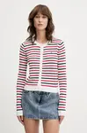 Bavlněný kardigan Tommy Jeans dámský, červená barva, DW0DW20976