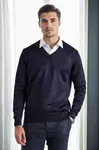 38804 Dewberry Mens V Neck Knit Sweater-NAVY BLUE