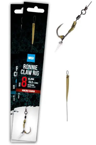 Nash návazec ronnie claw rig barbed - velikost háčku 8