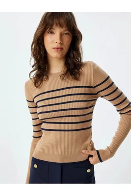 Koton Navy Blue Striped Women&#039;s Sweater