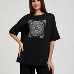 Dámské tričko s potiskem Mandala MOODO - černá