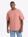Ombre Men's cotton LOOSE FIT t-shirt with round neckline - pink