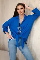 Kesi Włoski Bavlněná mušelínová košile oversize chrpově modrá