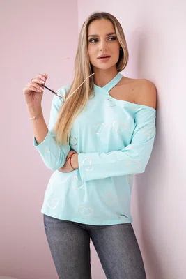 Halenka s potiskem srdce mint