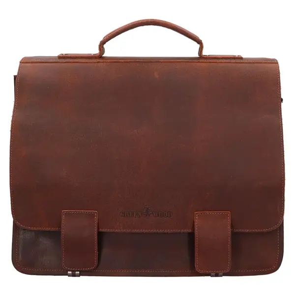 Kožená pánská aktovka Greenwood Axell - hnědá