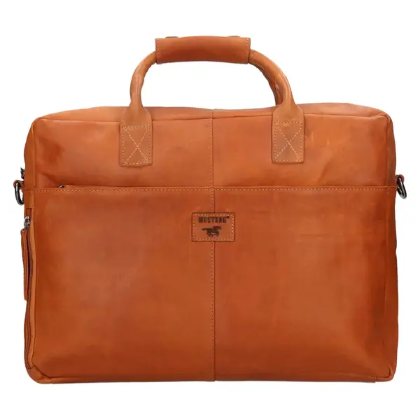 Pánská kožená taška na notebook Mustang Bruno - koňak
