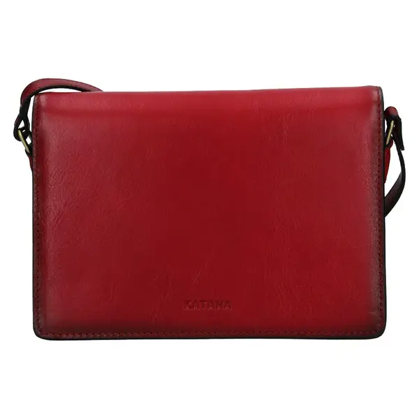 Kožená dámska crosbody kabelka Katana Amande - tmavo červená