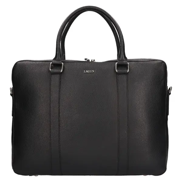 Kožená business taška Lagen Karlo - čierna