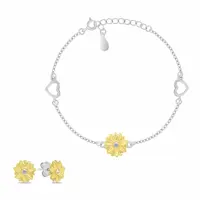 Brilio Silver Půvabný bicolor set šperků se zirkony SET280WY (náušnice, náramek)