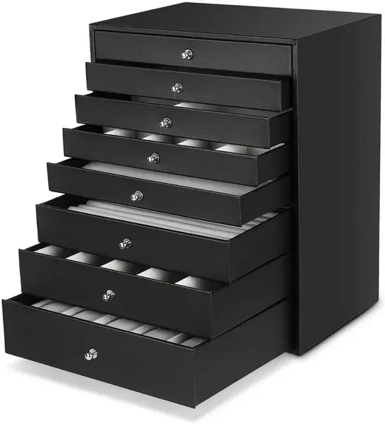 Troli Moderní černá šperkovnice s 9 zásuvkami