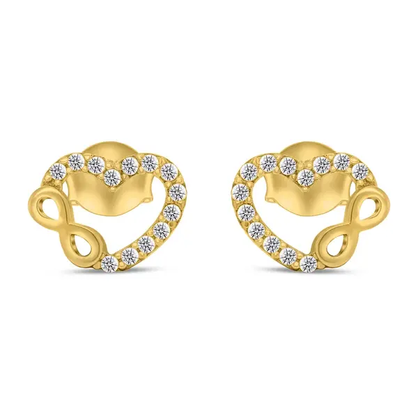 Brilio Silver Půvabné pozlacené náušnice srdíčka EA359Y