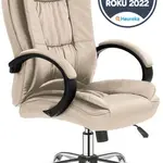 HALMAR Kancelářské křeslo RELAX béžové z eko kůže – pro sezení 4–6 h