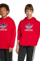 Dětská mikina adidas Originals červená barva, s kapucí, s potiskem, JV8652