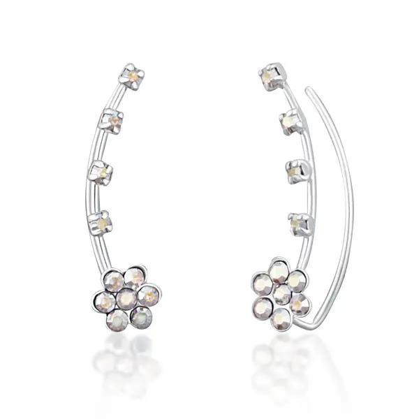 JwL Luxury Pearls Květinové podélné náušnice s krystaly JL0722
