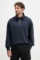 Bavlněná mikina Hugo Blue pánská, černá barva, hladká