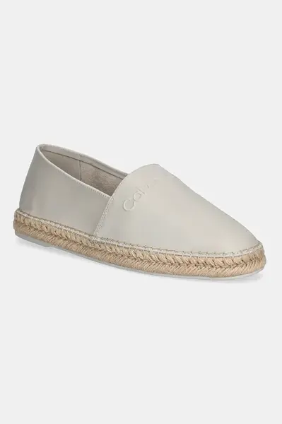 Kožené espadrilky Calvin Klein ESPADRILLE LTH černá barva, HM0HM01882