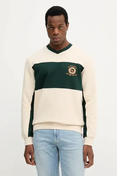 Mikina Guess pánská, béžová barva, vzorovaná, M5YQ11 KCXW1