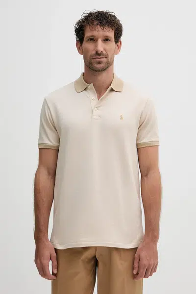 Bavlněné polo tričko Polo Ralph Lauren pánské, béžová barva, 710974270