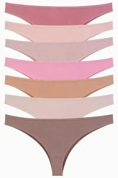 09651 Dewberry 7 Pcs Brazilian Style Womens Briefs-MULTICOLOR