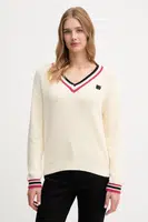 Bavlněný svetr Dkny dámský, béžová barva, DJ5R0730