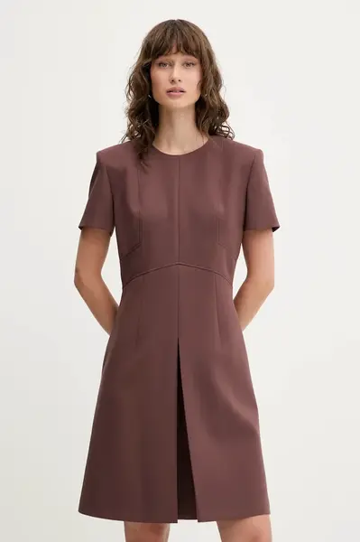 Šaty HUGO Kilame hnědá barva, mini, 50542643