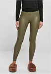 Women's high-waisted synthetic leather leggings olive