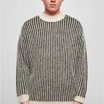 Oversized two-tone sweater white sand/black