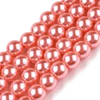 Baking Painted Pearlized Glass Pearl Round Bead Strands
