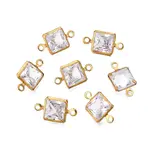 Brass Clear Cubic Zirconia Connector Charms