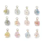12Pcs Flower Transparent Acrylic Pendants