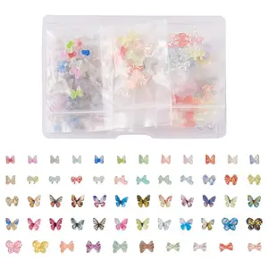 1 Box 195Pcs 21 Colors 3D Butterfly Resin Cabochons