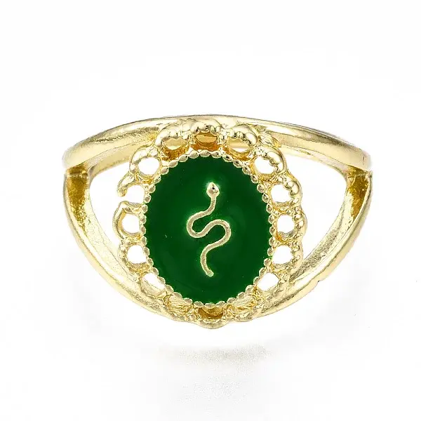 Rack Plating Alloy Enamel Wide Band Rings