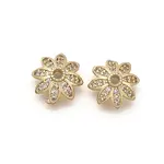 Brass Micro Pave Clear Cubic Zirconia Bead Caps