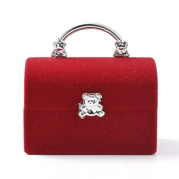 Lady Bag with Bear Shape Velvet Jewelry Boxes