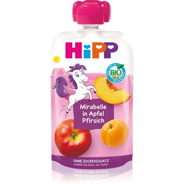 Hipp HiPPis BIO 100% ovoce jablko - broskev - mirabelka ovocný příkrm 100 g