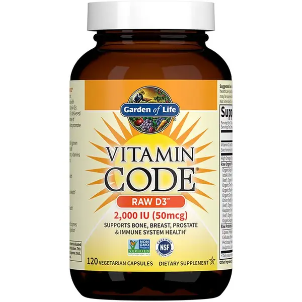 Garden of Life Vitamin Code RAW D3 2000 I.U. kapsle pro podporu imunitního systému a normální stav zubů 120 cps