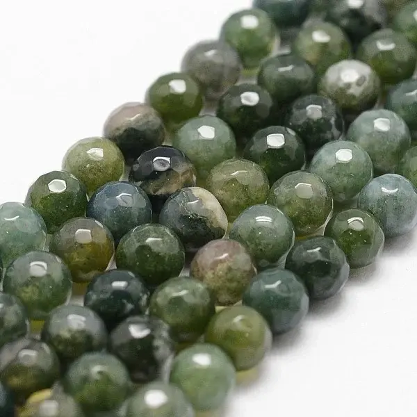 Natural Moss Agate Beads Strands