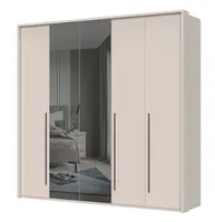 Pětidveřová šatní skříň se zrcadlem a rámem baptiste - béžová