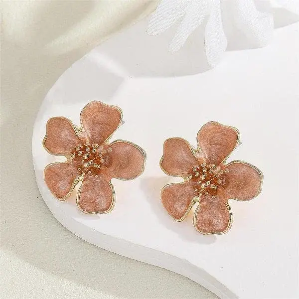 Flower Alloy Enamel Stud Earrings