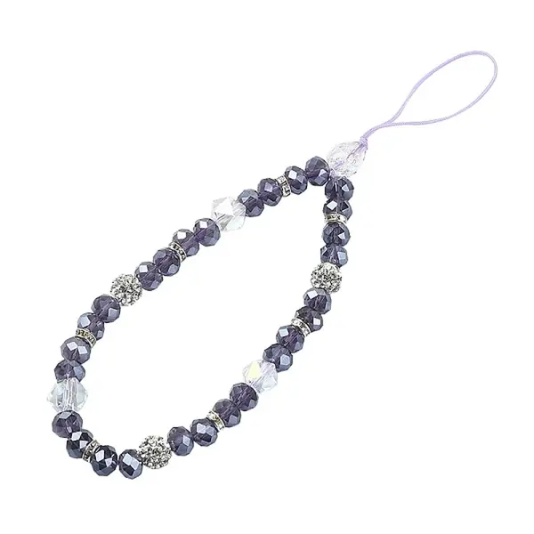 Rondelle Glass & Polymer Clay Rhinestone Beads Phone Hand Strap Chains