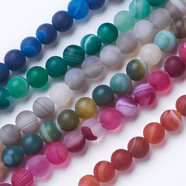 Natural Grade A Striped Agate/Banded Agate Beads Strands