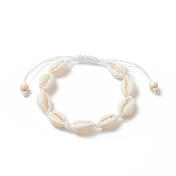 Natural Shell & Synthetic Turquoise Braided Bead Bracelet for Women